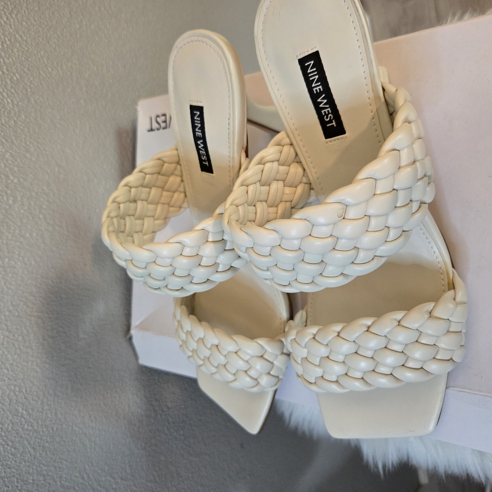 Nine West Hasnot3 Elegant Cream Women's Heeled Sandals - Picture 7 of 11